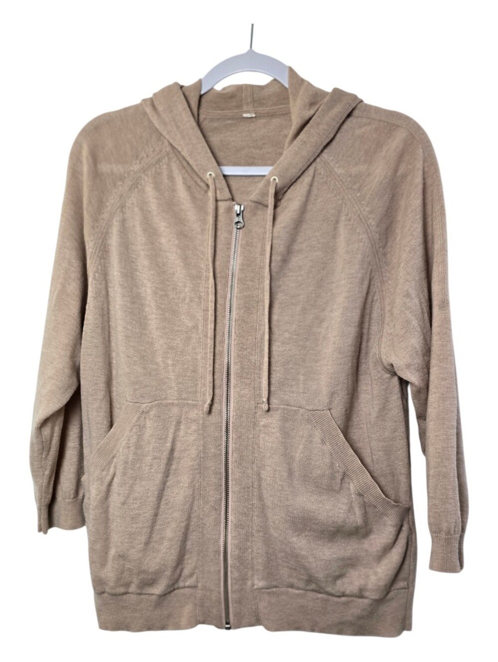 Lululemon Om On Tan Merino Wool Full-Zip Hoodie Minimalist Lightweight Boho Cozy